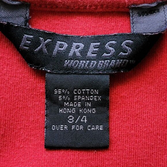 VTG 90s Express Red Knit Dress‎ Womens Sz 4 Cap Sleeve V Neck Minimalist Office - Picture 6 of 6